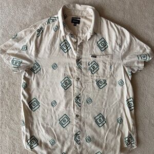 Brixton Short-Sleeve Button-Up Shirt with Green Geometric Print